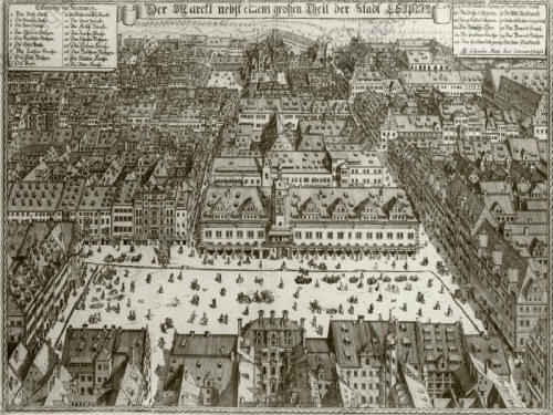 (Marktplein van Leipzig rond 1712)